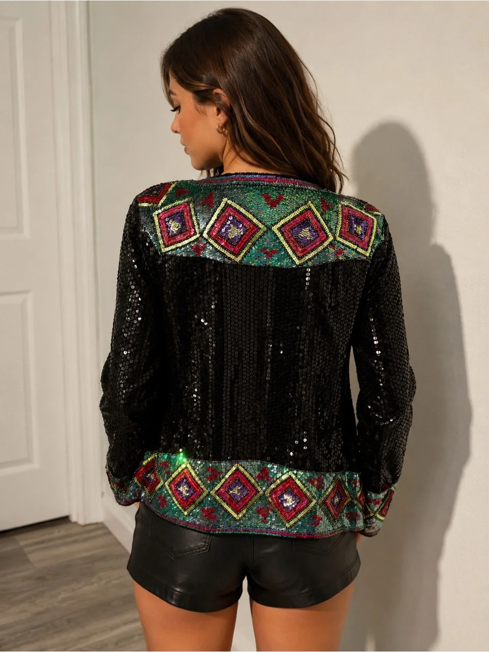 Vintage Sequins Beaded Silk Blazer Suit Jacket